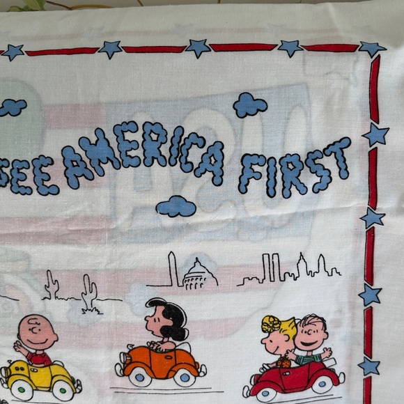Vintage Peanuts See America First Pillowcase - World Trade Center - Made in USA - Picture 6 of 13